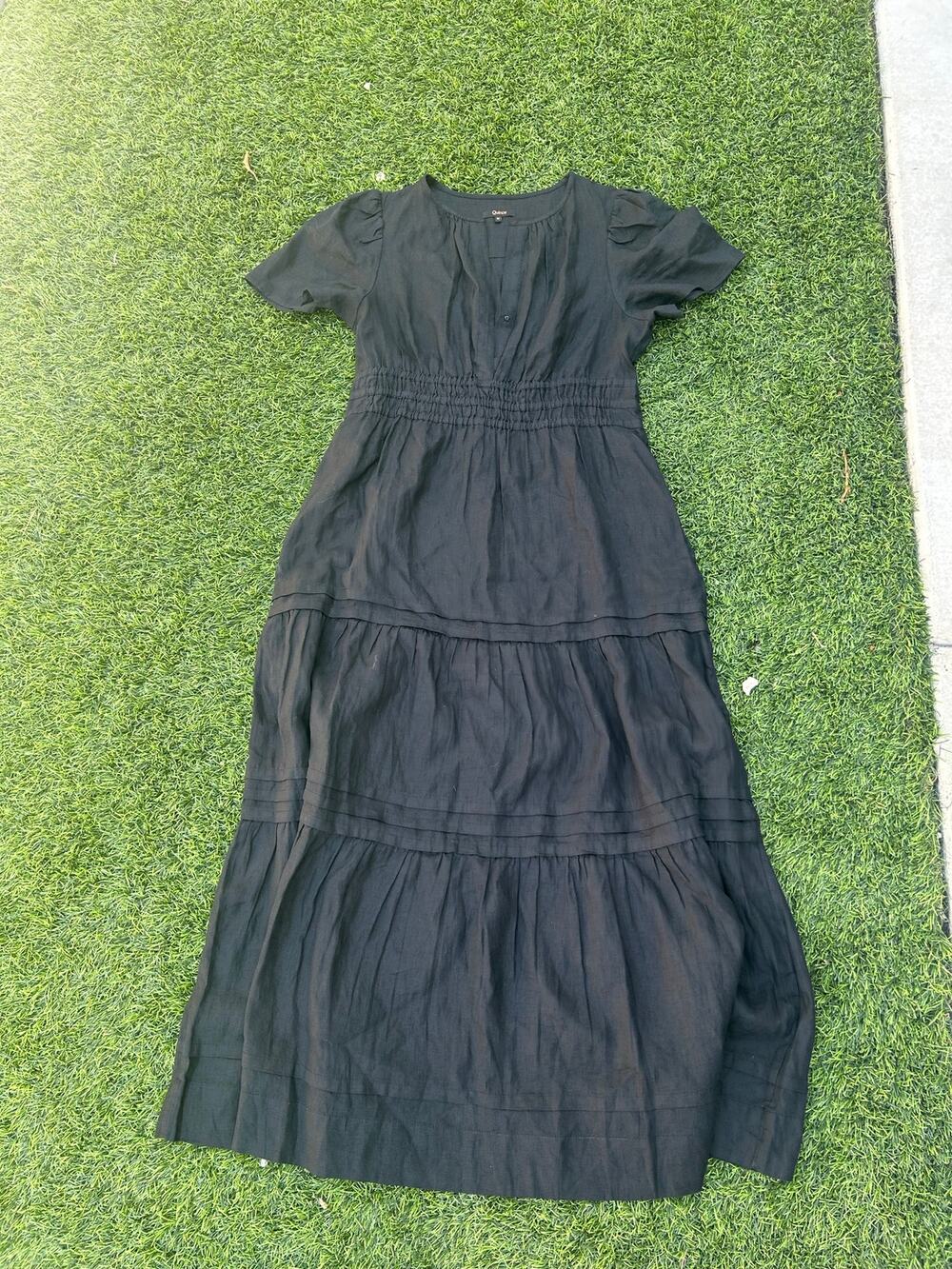 Quince 100% European Linen Tiered Maxi Dress size M